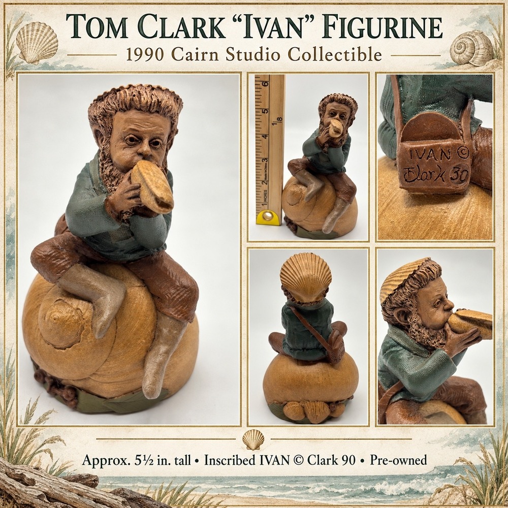Tom Clark Gnome Ivan 1985 Figurine Snail Shell Horn Cairn Studio 30 Vintage